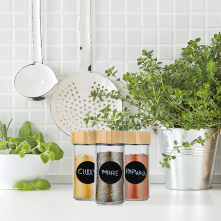 Pots à épices ronds avec couvercles en bambou