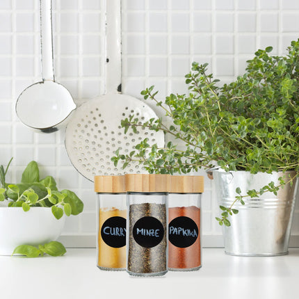 Pots à épices ronds avec couvercles en bambou