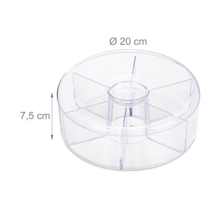 Boîte à thé ronde transparente à 6 compartiments