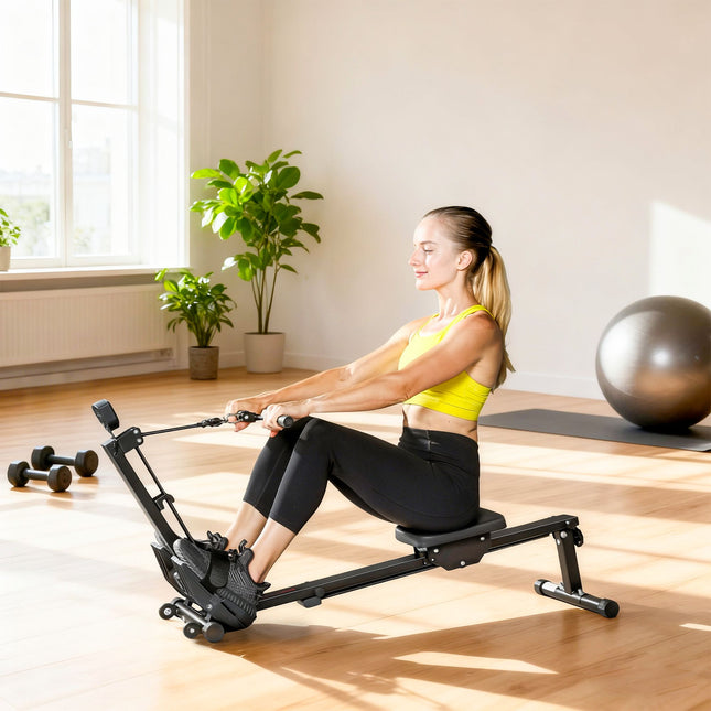 Rameur d'intérieur, écran LCD, capacité de 150 kg, acier