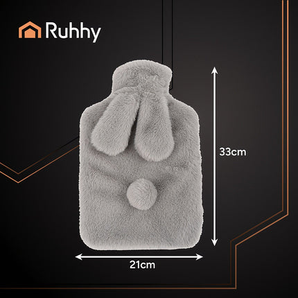 Rubber Hot Water Bottle with Plush Cover, 1.8L