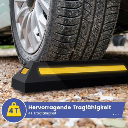 Gummiradstopper mit Reflektorstreifen, 4000 kg Tragkraft