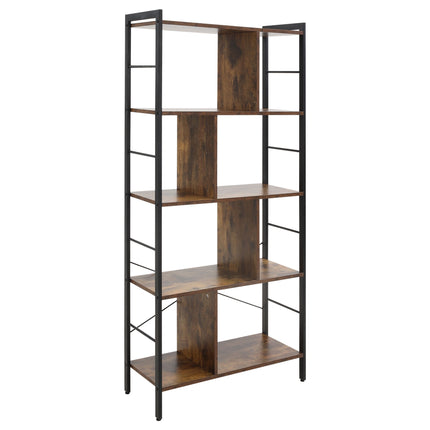 Étagère rustique marron à 5 niveaux, structure en métal, 77 x 30 x 157,5 cm