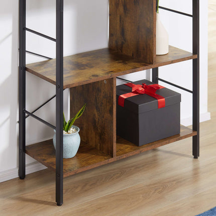 Étagère rustique marron à 5 niveaux, structure en métal, 77 x 30 x 157,5 cm