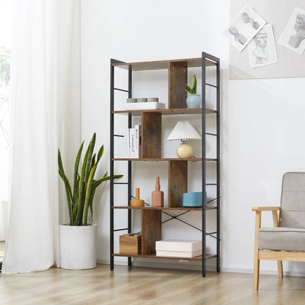 Étagère rustique marron à 5 niveaux, structure en métal, 77 x 30 x 157,5 cm