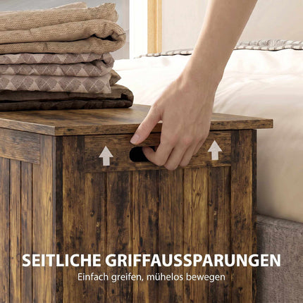 Coffre de rangement rustique en MDF brun avec charnières de sécurité