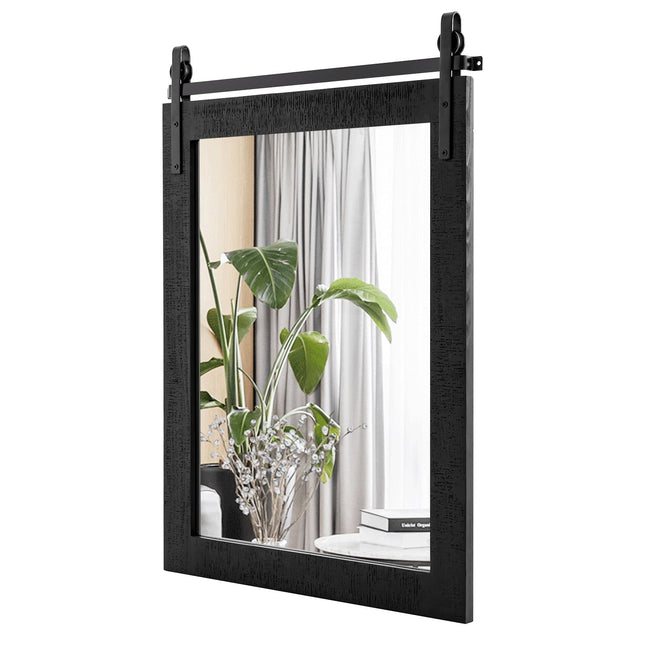 Miroir mural rectangulaire rustique, cadre en bois massif, 76 x 56 cm