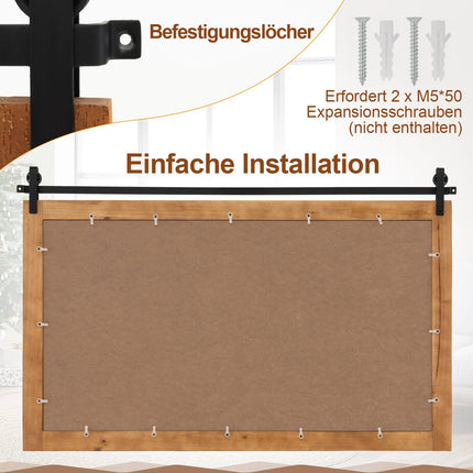 Miroir mural rustique avec cadre en bois, 100 x 66 cm, marron