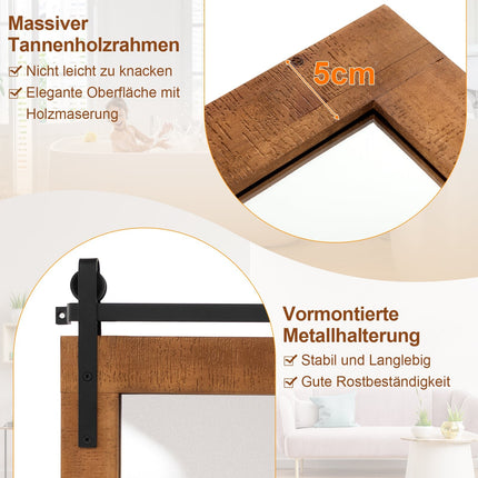 Miroir mural rustique avec cadre en bois, 100 x 66 cm, marron