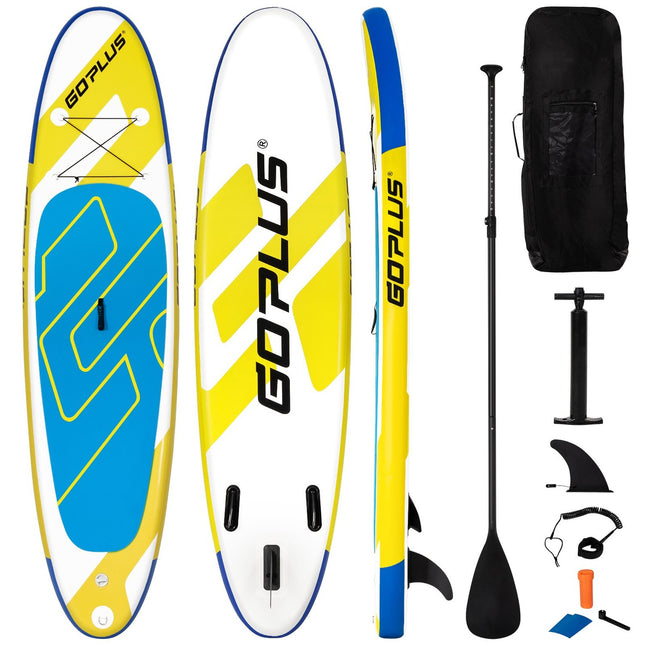 SUP Board Aufblasbares Stand Up Paddle Board Leichtes Board 335 x 76 x 15 cm Blau + Gelb + Weiß