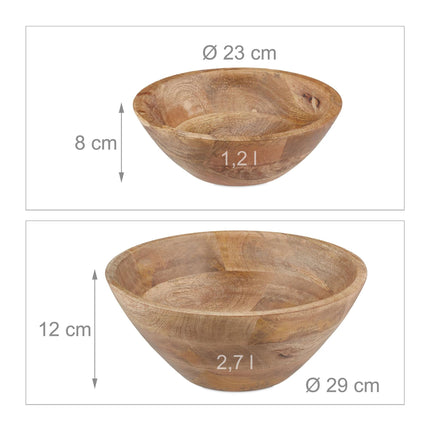 Lot de 2 saladiers en bois de manguier