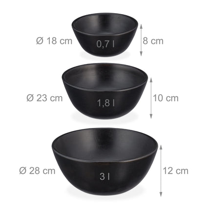 Lot de 3 saladiers noirs