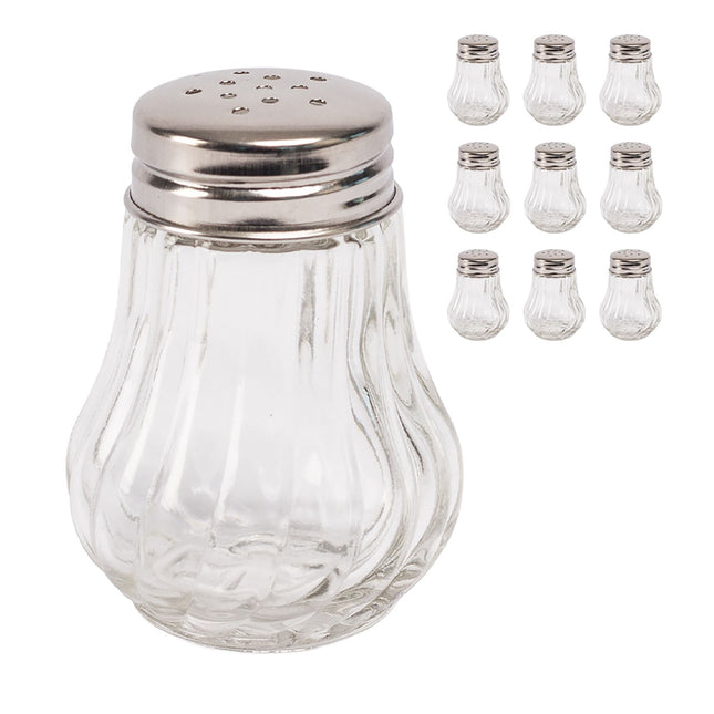 Ensemble de salière et poivrière, 10 pièces en verre côtelé
