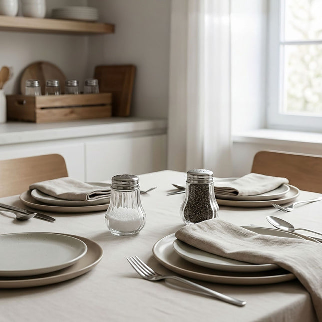 Ensemble de salière et poivrière, 10 pièces en verre côtelé
