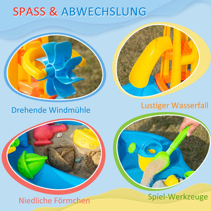 Table De Jeu De Sable Et D'Eau 2 En 1, Ensemble De Jeu De Table 25 Pièces, Jouets De Plage Avec Parasol Pour Enfants