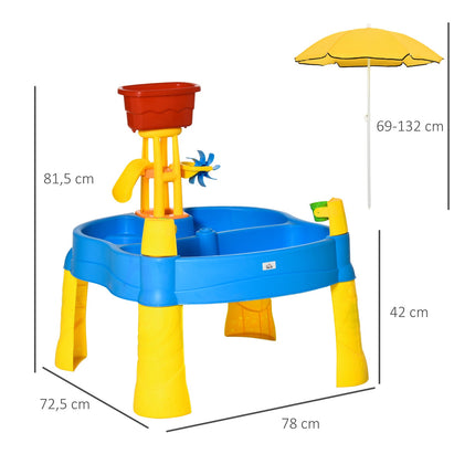 Table De Jeu De Sable Et D'Eau 2 En 1, Ensemble De Jeu De Table 25 Pièces, Jouets De Plage Avec Parasol Pour Enfants
