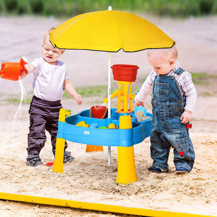 Table De Jeu De Sable Et D'Eau 2 En 1, Ensemble De Jeu De Table 25 Pièces, Jouets De Plage Avec Parasol Pour Enfants