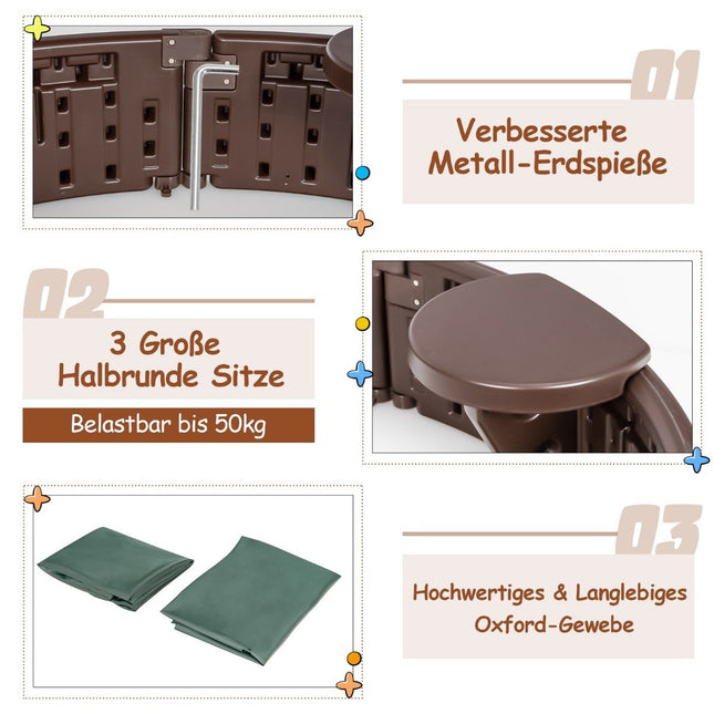 Sandkasten 120 cm Großer runder Sandkasten 120 x 120 x 21 cm braun