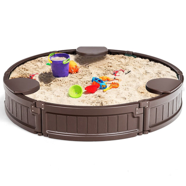 Sandkasten 120 cm Großer runder Sandkasten 120 x 120 x 21 cm braun