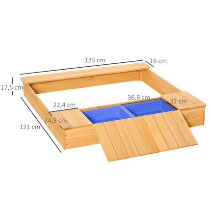 Holzsandkasten mit staubdichtem Dach und Stauraum, 3–6 Jahre
