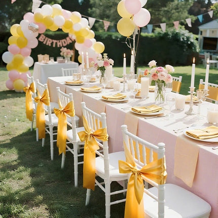 Satin Chair Sashes, 100 Pack, Gold, 7 x 108 In