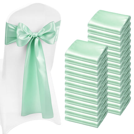 Satin Chair Sashes, 100 Pack, Light Green, 7 x 108 In