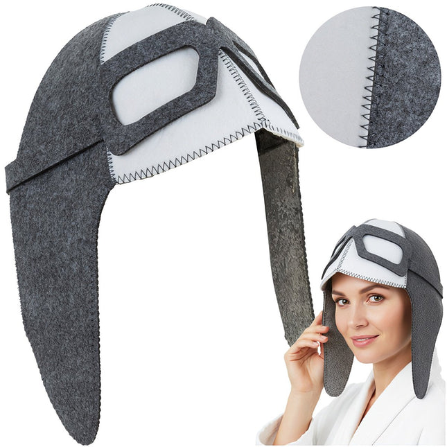 Chapeau de sauna, style aviateur, 100 % feutre, taille unique