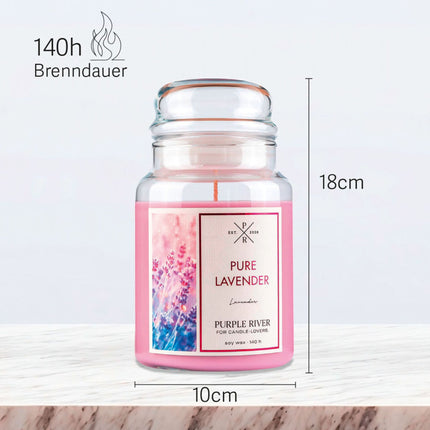 Bougie parfumée à la cire de soja - Durée de combustion : 140 heures