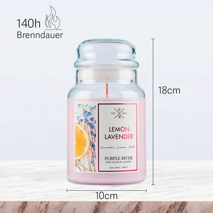 Bougie parfumée à la cire de soja - Durée de combustion : 140 heures