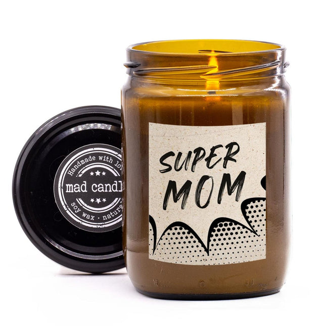 Bougie parfumée à la cire de soja, parfum citron et orange, pot en verre