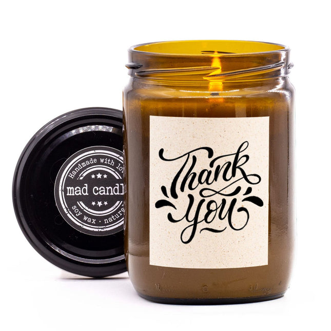Bougie parfumée à la cire de soja - Parfum citron et orange, pot en verre