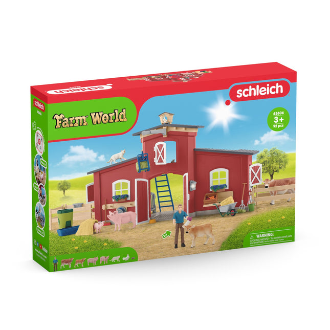 Schleich Farm World Playset Grange rouge avec animaux