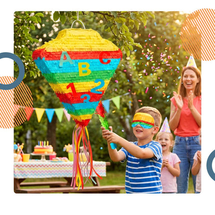 Ensemble piñata cône scolaire - Bâton et bandeau inclus
