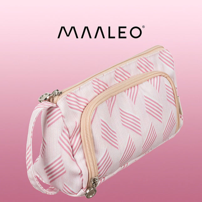 Trousse scolaire pochette pliante à deux compartiments Double rose pour enfants
