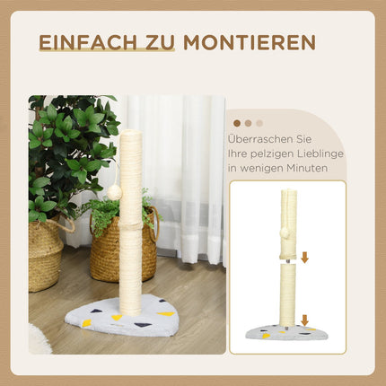 Katzenkratzbaum, 62 cm Jute mit Ball - hellgrau/beige