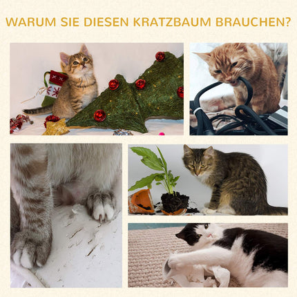 Katzenkratzbaum mit Kratzstamm, Plattformen und Rampe