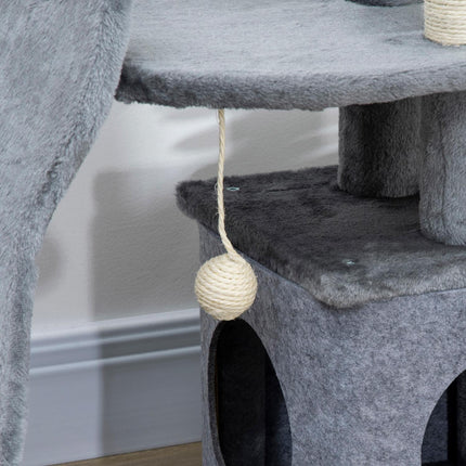 Katzenkratzbaum mit Kratzstamm, Plattformen und Rampe