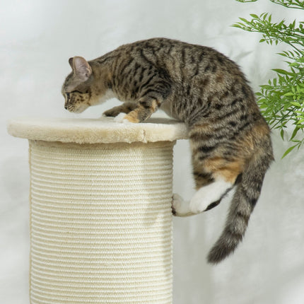 Katzenkratzbaum, 85 cm, Sisalseil, Plüsch creme