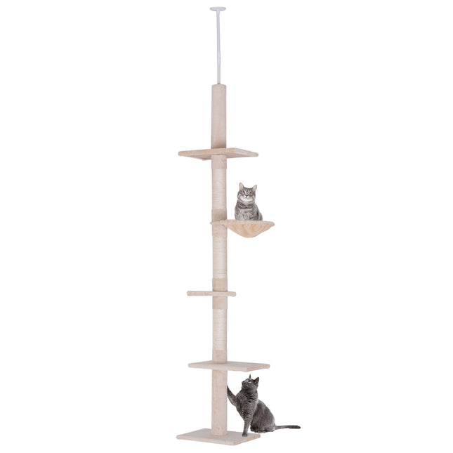 Arbre À Chat Réglable En Hauteur Avec Colonnes En Sisal, Pour Grimper Et Gratter, 40 X 34 X 230-260 Cm