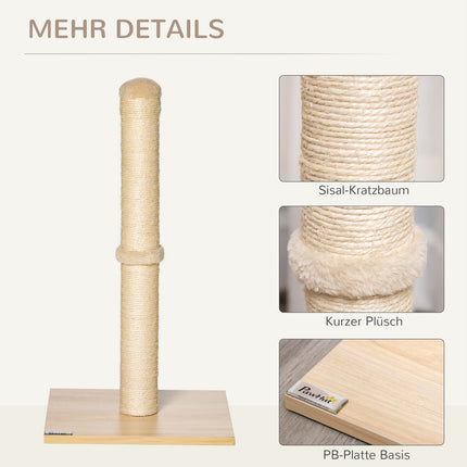 Katzenkratzbaum, Sisal mit Ball, Stall 60cm Beige