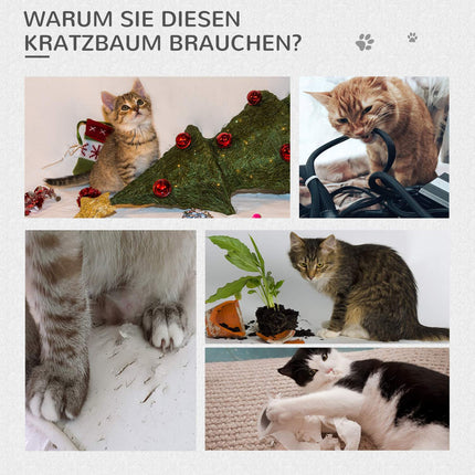 Katzenkratzbaum mit Höhle, weichem Plüschkissen, Grau und Weiß