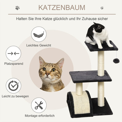 Katzenkratzbaum, dunkelgrau Sisal Plüsch, 40x35x72 cm