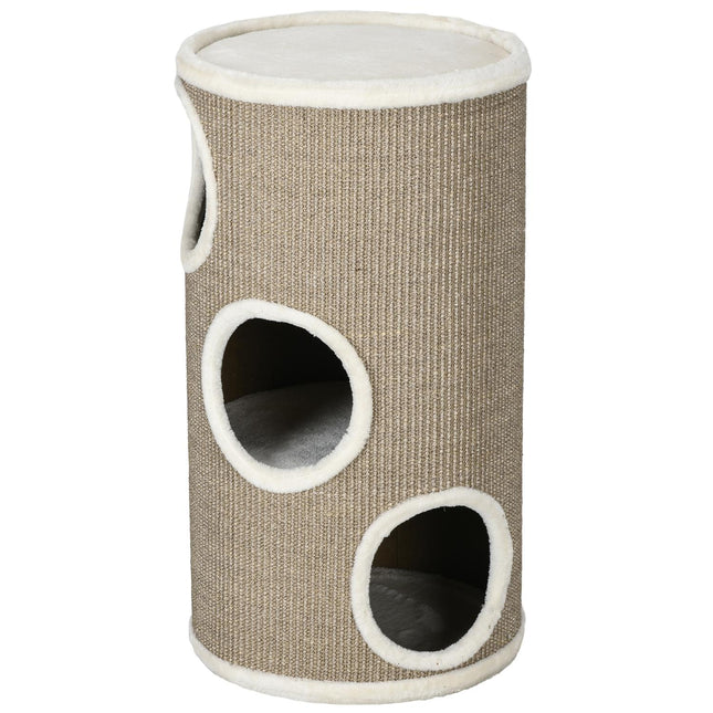 Katzenkratzbaum, 3 Etagen, Sisal und Plüsch, 70 cm