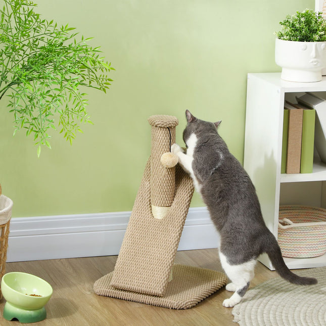 Arbre à chat, arbre à chat de 54 cm, arbre à chat en sisal avec balle de jeu, arbre à chat pour chats, meubles à gratter pour chat, intérieur, blanc crème