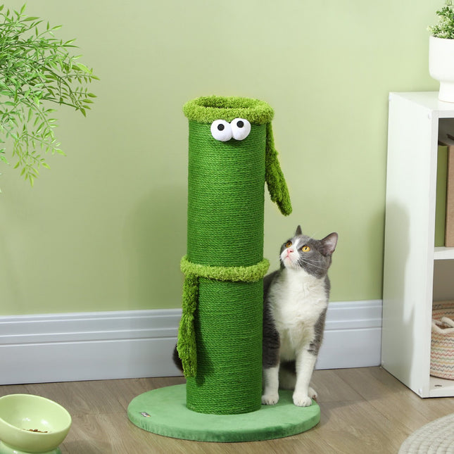 Arbre à chat, arbre à chat de 63 cm, arbre à chat en sisal, arbre à chat pour chats, meubles à gratter pour chat, intérieur, polyester, vert