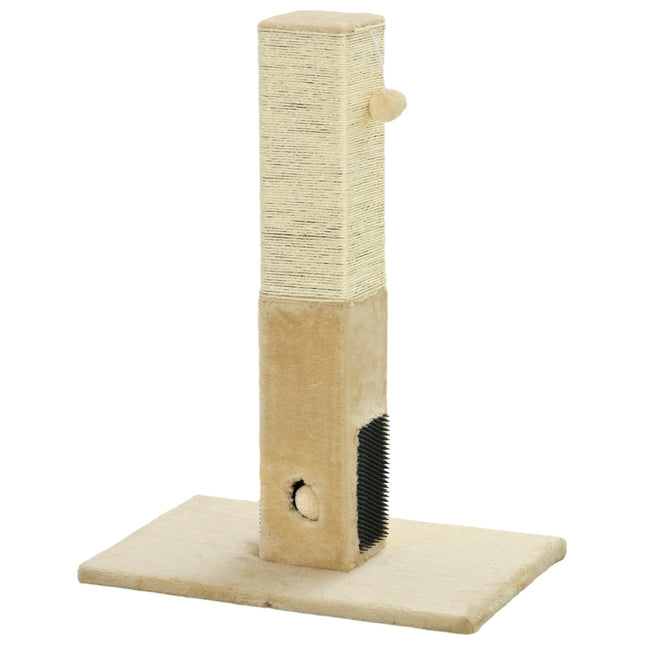 Arbre à chat, arbre à chat de 79 cm avec brosses en fourrure, arbre à chat en jute avec balle de jeu, arbre à chat pour chats de moins de 4,5 kg, meuble à chat, intérieur, beige