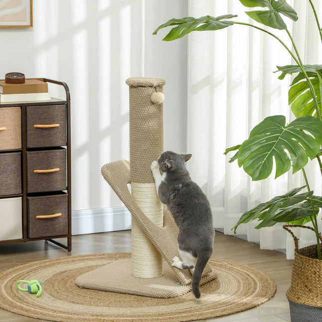 Sisal-Katzenkratzbaum mit Spielball, für drinnen, 84cm