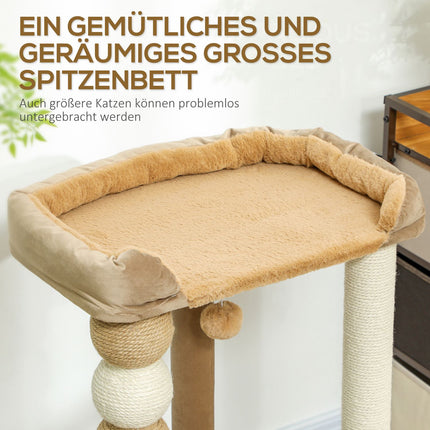 Cat tree with bed, platform and jute posts for 7 kg cats