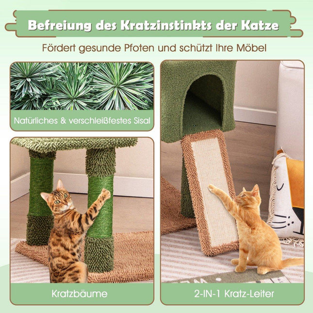 Arbre à chat cactus arbre à chat avec plateformes jouet poteaux en sisal vert + marron (160 cm de haut)