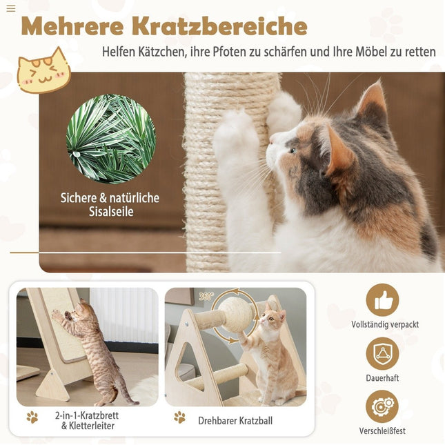 Kratzbaum Katzenparadies aus Holz 111 x 42 x 155 cm natur